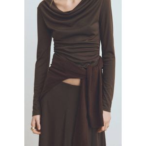 Mango top donkerbruin