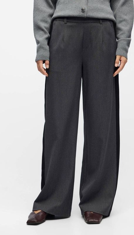 Object - Objlisa Wide Pant - Damesbroek - Grijs - Wide Leg