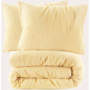 NOUS Living mousseline dekbedovertrek lits-jumeaux geel (240x220 cm)