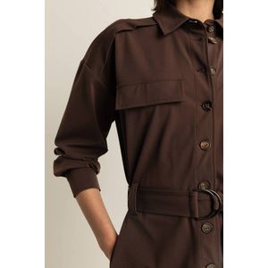 Expresso travelstof blousejurk donkerbruin