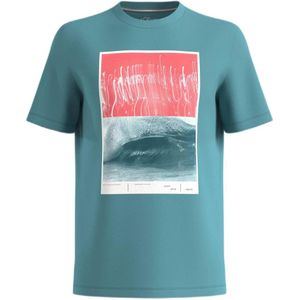 s.Oliver slim fit T-shirt met printopdruk petrol