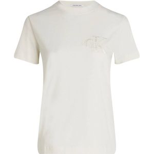 Calvin Klein T-shirt met logo en borduursels ecru