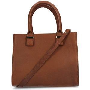 Manfield leren schoudertas cognac