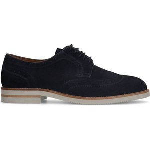 Manfield suède veterschoenen donkerblauw