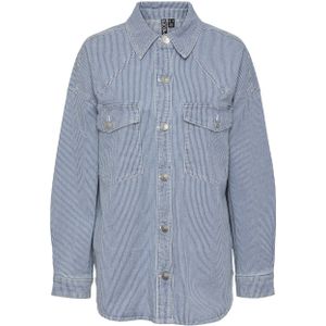 PIECES gestreepte blouse PCBILLO lichtblauw/wit