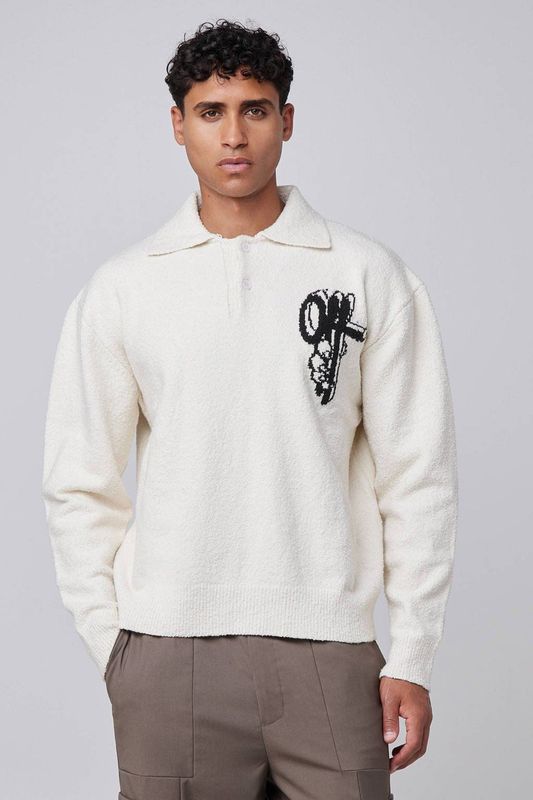 Off The Pitch - Boucle Grip Sweater - Ecru - Trui - Lange Mouwen