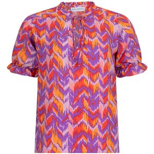 Lofty Manner blousetop met all over print Kaliyah paars/rood/oranje