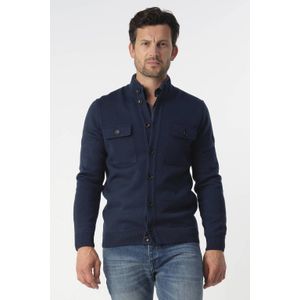 Campbell vest met wol fijn gebreid donkerblauw