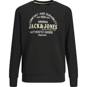 JACK & JONES JUNIOR sweater JJMINDS met logo zwart