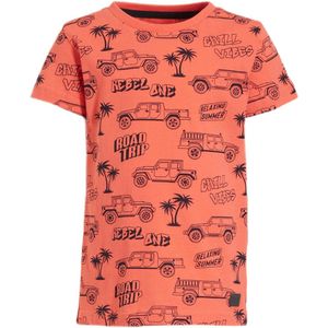 Orange Stars T-shirt Maurik met all over print oranje