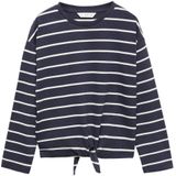 Mango Kids gestreepte longsleeve donkerblauw/wit