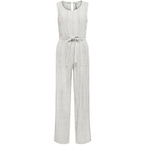 ONLY gestreepte jumpsuit ONLCARO met linnen lichtgrijs/ wit