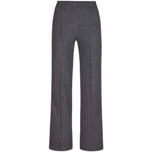 Miss Etam wide leg regular waist pantalon met krijtstreep antraciet