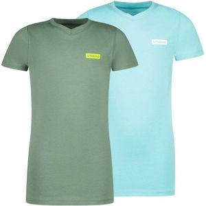 Vingino T-shirt - set van 2 zachtgroen/aquablauw