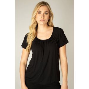 Base Level basic T-shirt Yona met plooien zwart