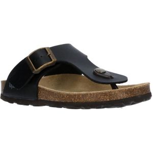 Kipling Juan 4 leren teenslippers zwart