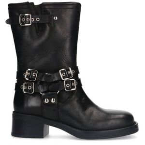 Sacha leren bikerboots zwart