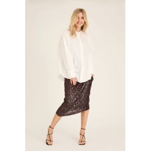 A-View midi rok met pailletten donkerbruin