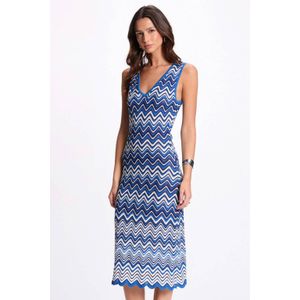 Morgan midi jurk fijn gebreid blauw