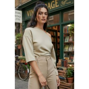 HYPEDROP one shoulder top lichtgrijs