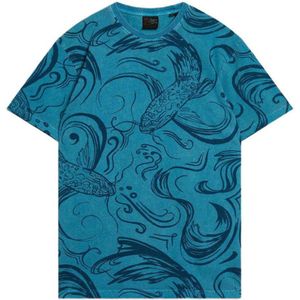 Superdry T-shirt met all over print blauw