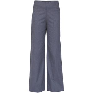 SisterS Point gestreepte high waist wide leg pantalon grijs