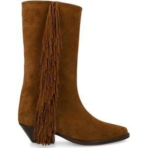 Sacha suède cowboylaarzen met franjes cognac