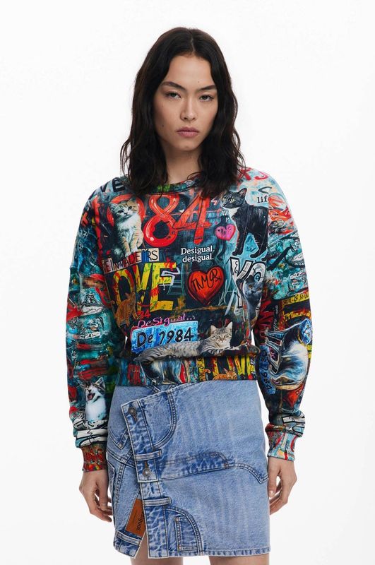 Desigual - Sweater - Multi - 100% Katoen - Ronde Hals - Lange Mouwen