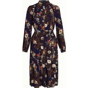 King Louie gebloemde blousejurk Carina Dress Rising donkerblauw