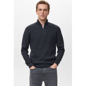 Mango Man trui rib gebreid blauw
