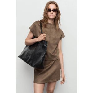 Mango suede top bruin
