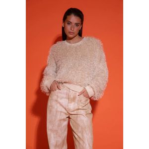 Studio Amaya - Fav - Sweater - Beige - Fluffy Textuur - Cropped Pasvorm