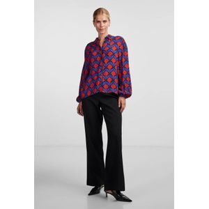 Y.A.S blouse YASFIMA met all over print blauw, rood