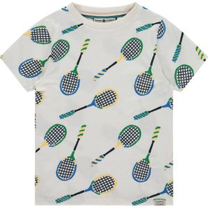 Stains&Stories T-shirt met all over print ecru/groen