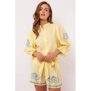 FLURESK blouse lichtgeel broderie