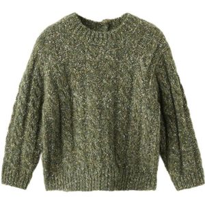 Mango Kids trui donkergroen met kabels