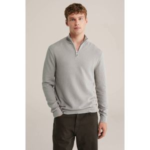 WE Fashion trui rib gebreid grijs