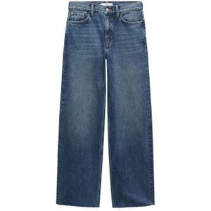 Mango high waist wide leg jeans medium blue denim