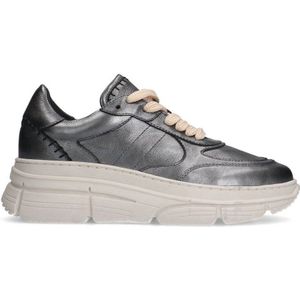 Manfield leren sneakers zilver metallic