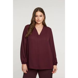 Mat Fashion - Top - Donkerrood - Lange Mouwen - V-hals