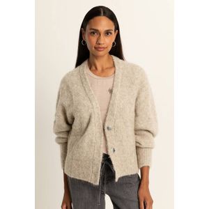 Expresso vest met wol zand gebreid