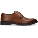 Manfield Leren Veterschoenen Cognac