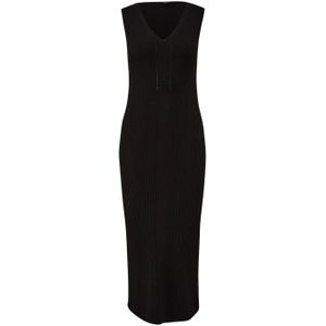 comma ribgebreide bodycon jurk zwart