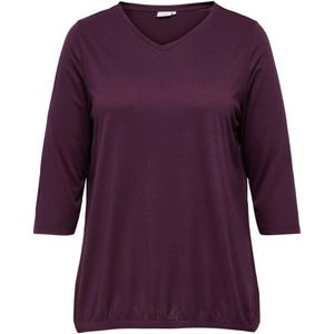 ONLY CARMAKOMA - CARCARLINNE - Shirt - Winetasting - V-hals - 3/4 Mouwen