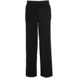 Coolcat - Mikkie - Wide Leg Broek - Zwart - Elastische Scuba Stof