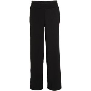 Coolcat - Mikkie - Wide Leg Broek - Zwart - Elastische Scuba Stof