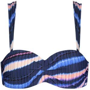 Cyell voorgevormde strapless bandeau bikinitop donkerblauw/multi