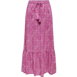 ONLY maxi rok ONLMILEY met all over print en volant roze/paars