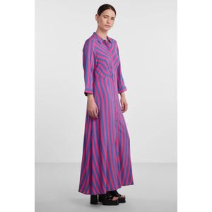 Y.A.S gestreepte maxi blousejurk YASSAVANNA donkerblauw/fuchsia/oranje/groen