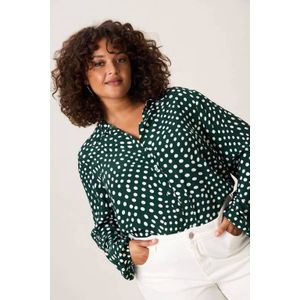 Miss Etam Plus blouse met stippen donkergroen